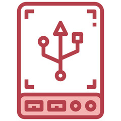HARD DRIVE red line icon,linear,outline,graphic,illustration