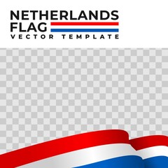 vector illustration of netherlands flag with transparent background. country flag vector template.