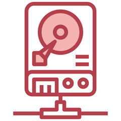 HARDDISK red line icon,linear,outline,graphic,illustration