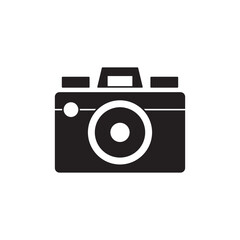 Camera, digital icon in black flat glyph, filled style isolated on white background