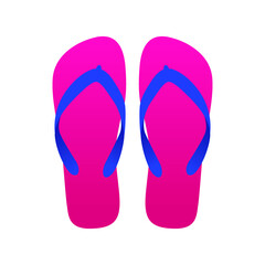  Flip flops isolated on white background. Daily use unisex footwear. 