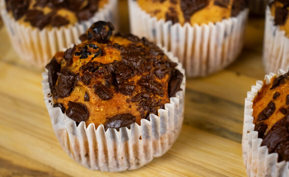 Image of delicious chocolate muffins close up