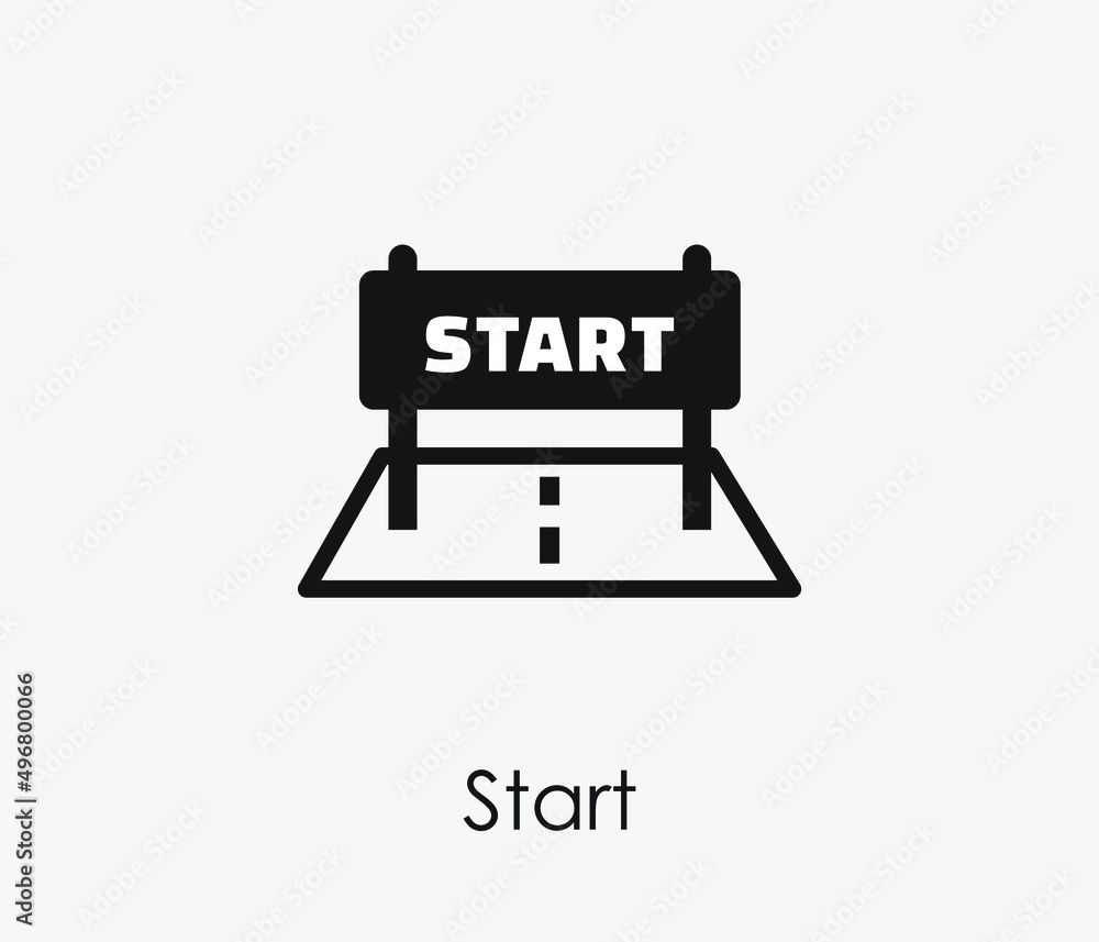Poster start line vector icon. editable stroke. symbol in line art style for design, presentation, website 
