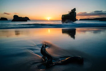 Foto op Plexiglas Mooie opname van Cathedral Cove, Mercury Bay op het water met rotsachtige vormen in Nieuw-Zeeland © Igor Kondler/Wirestock Creators