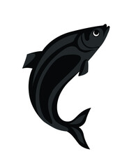 Fish silhouette logo. Jumping fish icon.