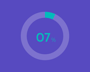 7 Percentage diagrams on blue color background HD, pie chart for Your documents, reports, 7% circle percentage diagrams for infographics