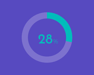 28 Percentage diagrams on blue color background HD, pie chart for Your documents, reports, 28% circle percentage diagrams for infographics