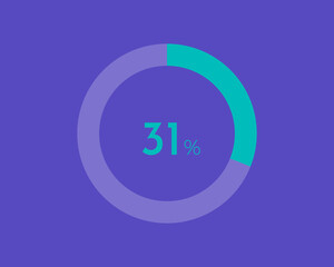 31 Percentage diagrams on blue color background HD, pie chart for Your documents, reports, 31% circle percentage diagrams for infographics