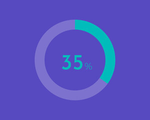 35 Percentage diagrams on blue color background HD, pie chart for Your documents, reports, 35% circle percentage diagrams for infographics