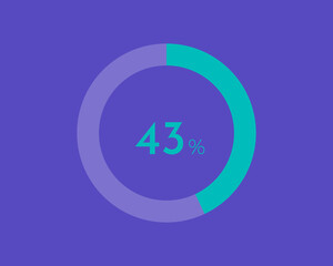 43 Percentage diagrams on blue color background HD, pie chart for Your documents, reports, 43% circle percentage diagrams for infographics