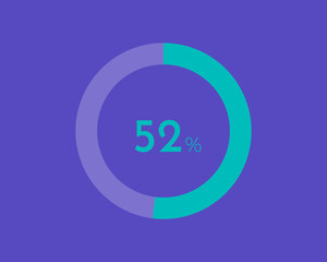 52 Percentage diagrams on blue color background HD, pie chart for Your documents, reports, 52% circle percentage diagrams for infographics