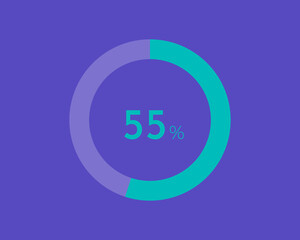 55 Percentage diagrams on blue color background HD, pie chart for Your documents, reports, 55% circle percentage diagrams for infographics