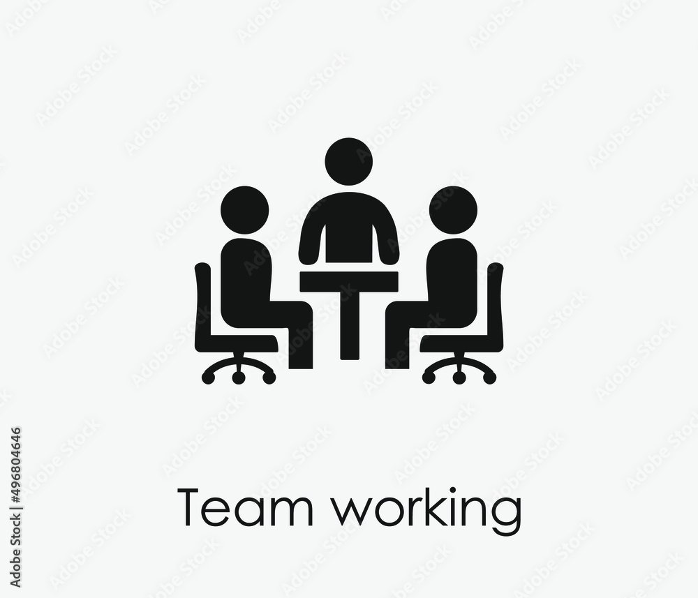 Aufkleber team working vector icon. editable stroke. symbol in line art style for design, presentation, websit