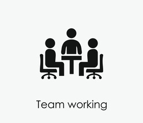 Team working vector icon. Editable stroke. Symbol in Line Art Style for Design, Presentation, Website or Apps Elements, Logo. Pixel vector graphics - Vector