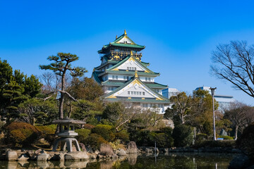 大阪市 大阪城公園、日本庭園と天守閣