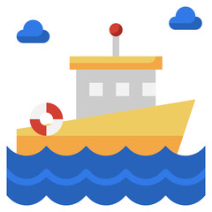 LIFEBOAT flat icon,linear,outline,graphic,illustration