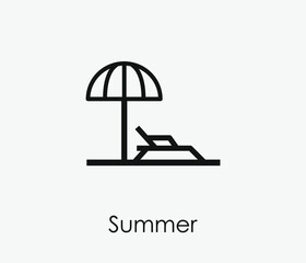 Sunbed vector icon. Editable stroke. Symbol in Line Art Style for Design, Presentation, Website or Apps Elements, Logo. Pixel vector graphics - Vector