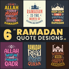 Ramadan bundle. 6 Ramadan quotes, Islamic design bundles.