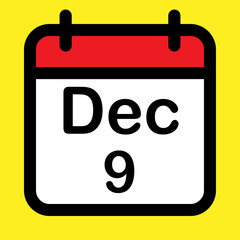 Calendar icon ninth December