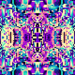 Geometric abstract pattern in pixel art style.