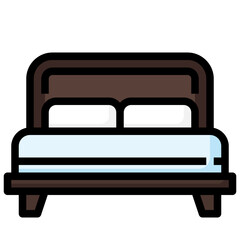 DOUBLE BED filled outline icon,linear,outline,graphic,illustration