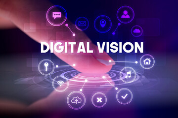 Finger touching tablet with web technology icons concept