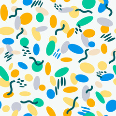 Bright mixed geometric shapes background, white background