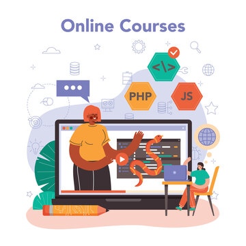 Back end development online service or platform. Software development