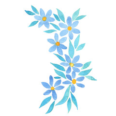 Fototapeta na wymiar Blue flower watercolor for decoration on spring garden , wedding, and nature concept.