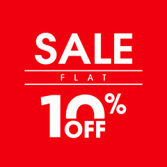 10 percent price off icon, label or tag. Sale banner. RED discount badge or Discount offer price sign. Vector illustration