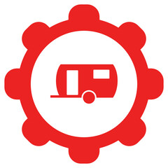 Wohnwagen und Zahnrad