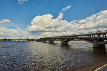 Fototapeta na wymiar Bridge Metro over Dnipro river in Kyiv