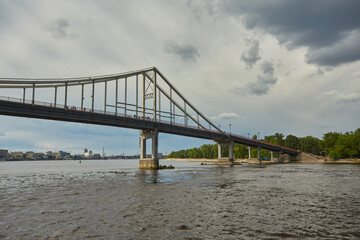 Evening, Pedestrian bridge, Kiev Ukraine.