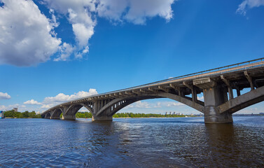 Bridge Metro over Dnipro river in Kyiv
