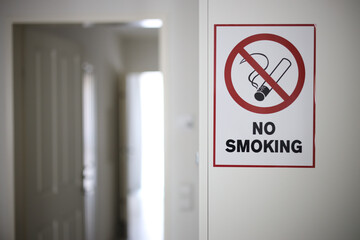 Closeup shot of the smoking forbidden sign on the wall