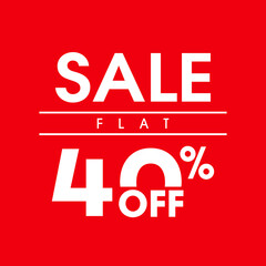 40 percent price off icon, label or tag. Sale banner. RED discount badge or Discount offer price sign. Vector illustration