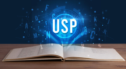 Technology abbreviation coming out from an open book