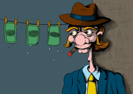 Money Laundering - digital illustration (cartoon)