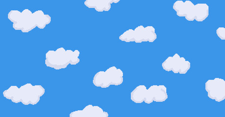 clouds in the sky, pixel art style