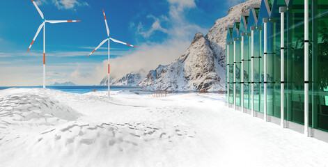 modern greenhouse in winter