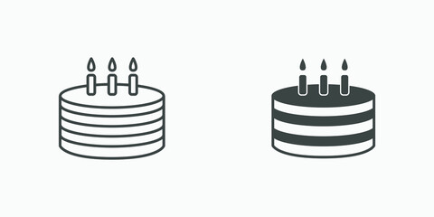 Birthday cake vector icon. sweet, candle, party, celebration, dessert icon vector symbol	