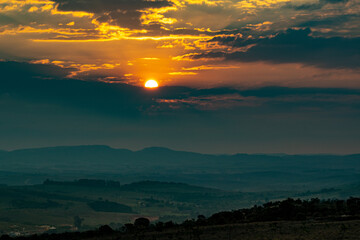 sunset in the city of Carrancas, State of Minas Gerais, Brazil