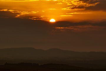 sunset in the city of Carrancas, State of Minas Gerais, Brazil