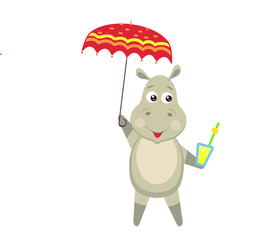 Funny animals. Behemoth, vector image in cartoon style, sticker, design.