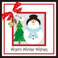 christmas card with cute snowman