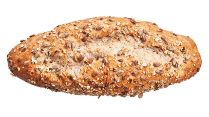  SIngle cereal wholemeal bread over white isolated background