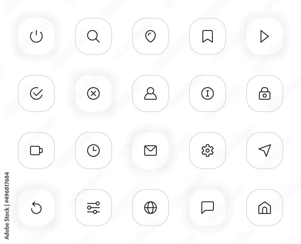Poster Interface essential line icons set. Editable Stroke. 24x24 Pixel Perfect.