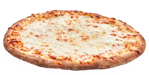  Single italian 4 cheese pizza over white isolated background