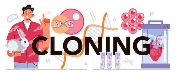 Cloning typographic header. Therapeutic or commercial animal