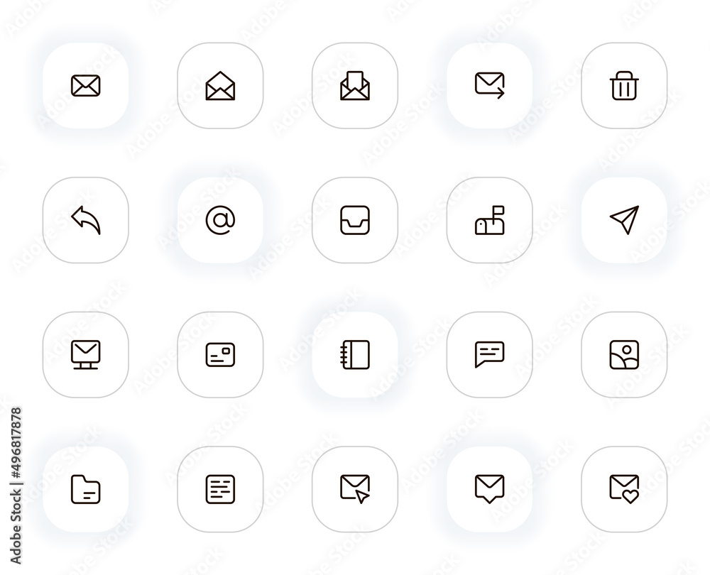 Poster email line icons set. editable stroke. 24x24 pixel perfect.